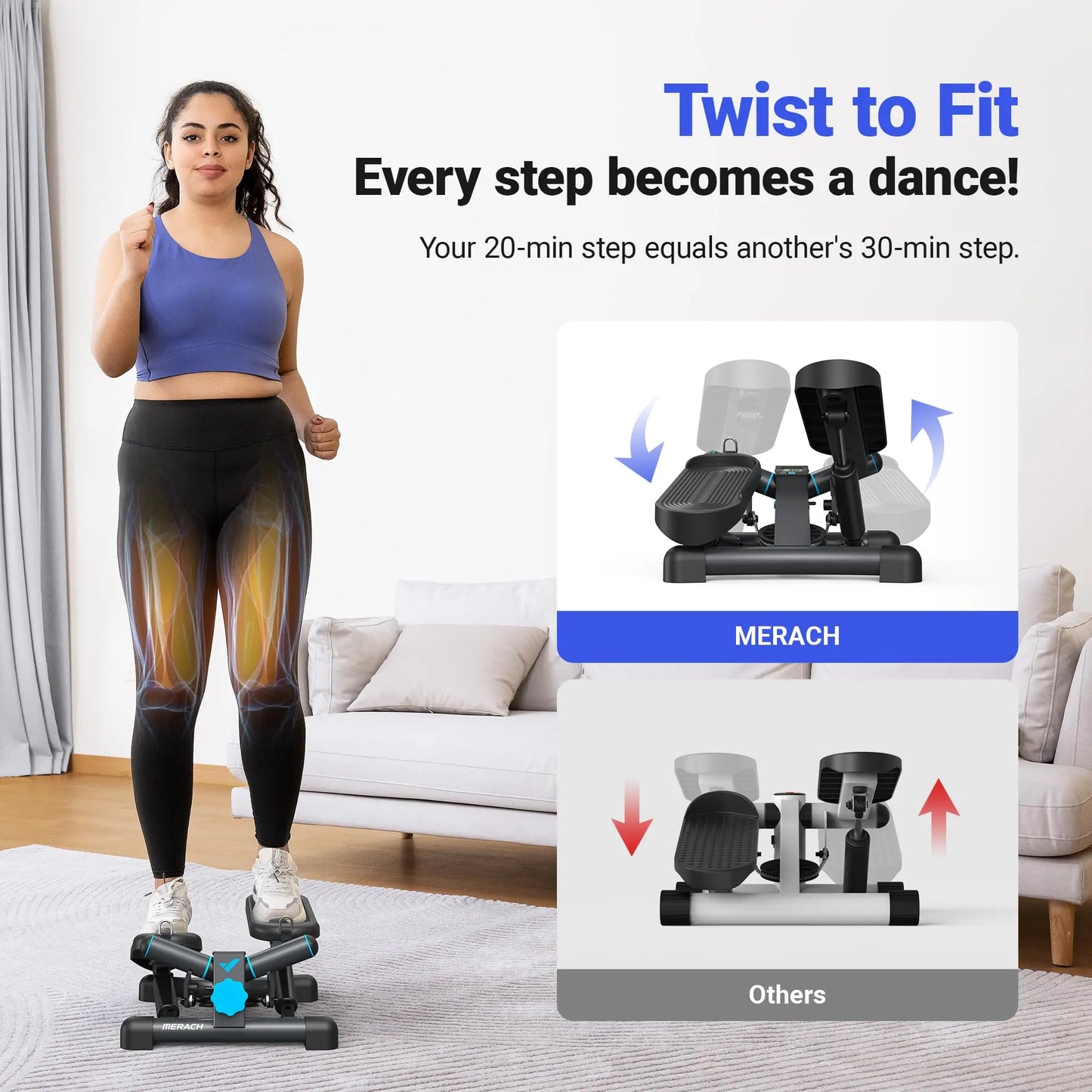 Mini Stepper Twist Stair Stepper 330LBS Capacity