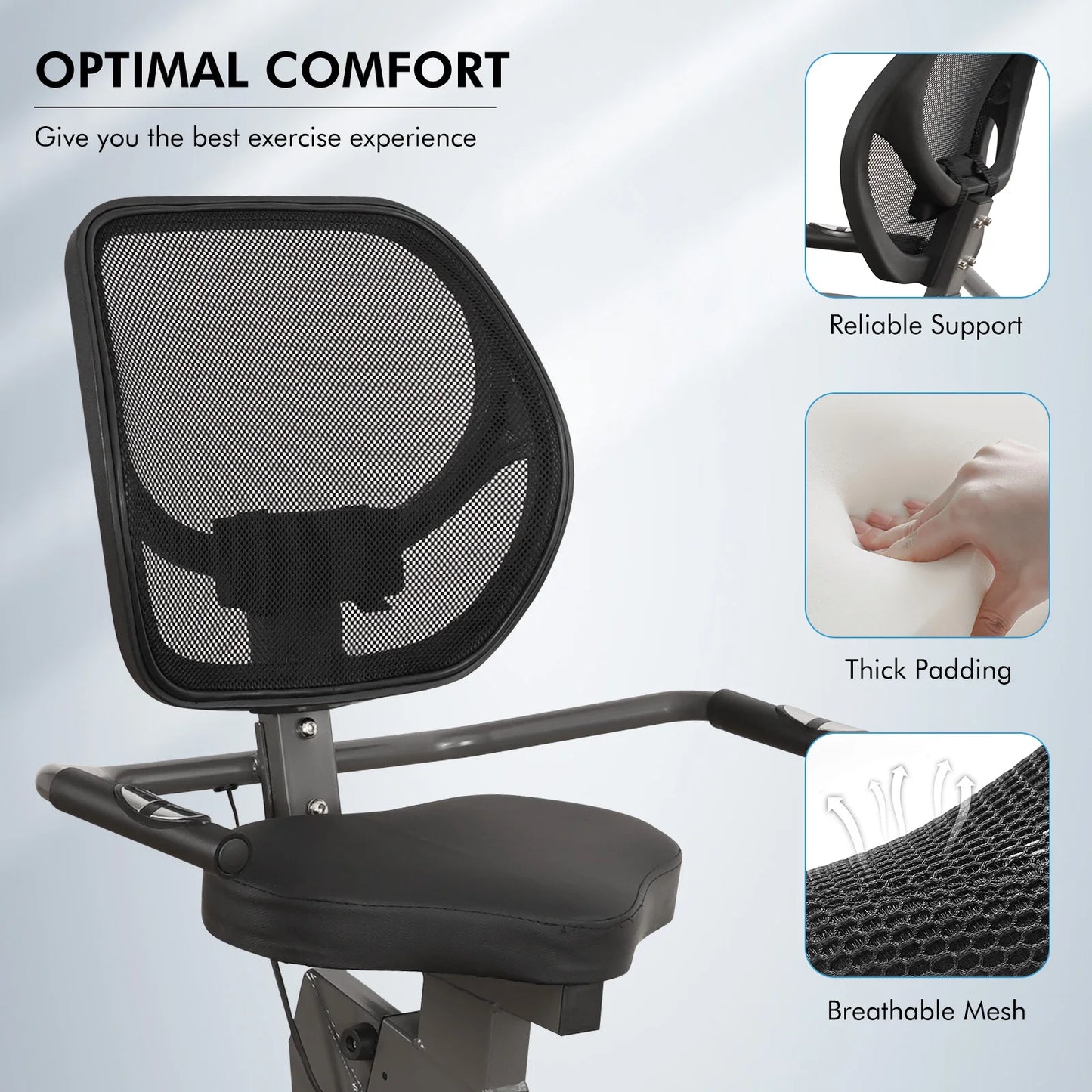 Recumbent Exercise Bike Sturdy Quiet 8 Levels Large seat