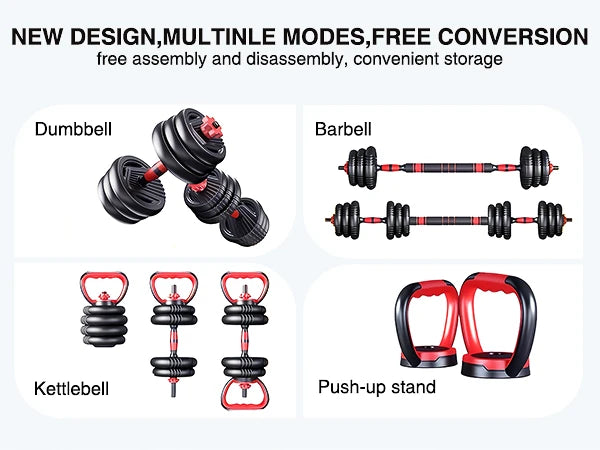 4-in-1 adjustable weight dumbbell set, 22lbs exercise equipment