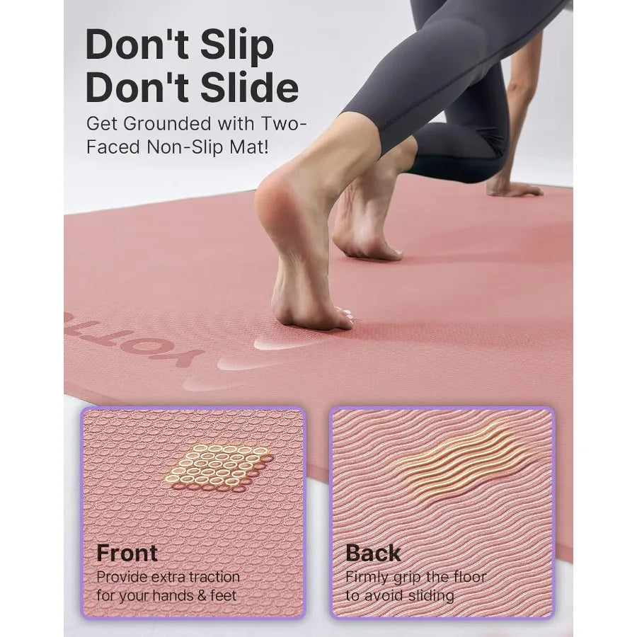 Large Mat 75x52.5 inch Extra Wide TPE Exercise Mat Non-Slip Surface