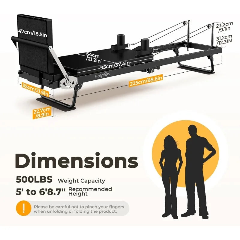 Pro 90" Reformer Machine, Durable and Quiet - Up to 500LBS