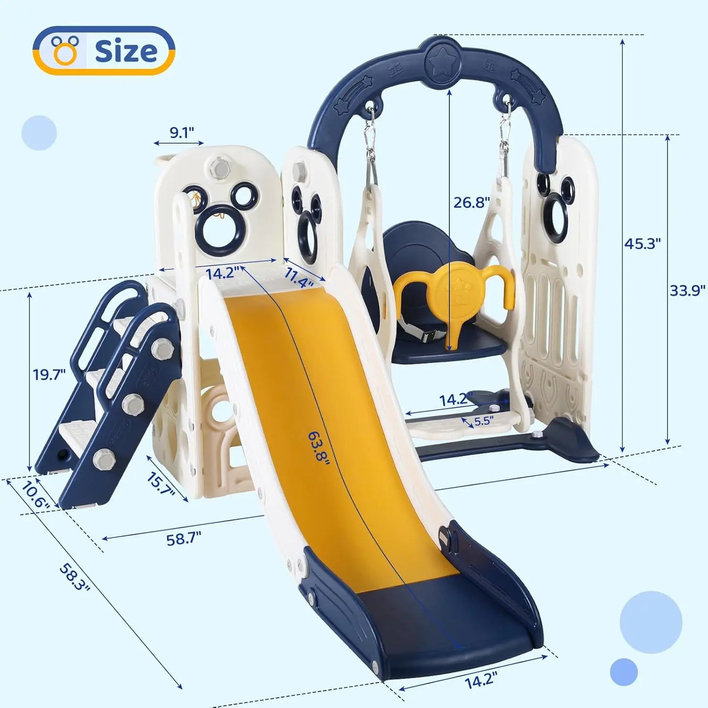 6 in 1 Swing Slide for Kids, Slide Climber for Toddler
