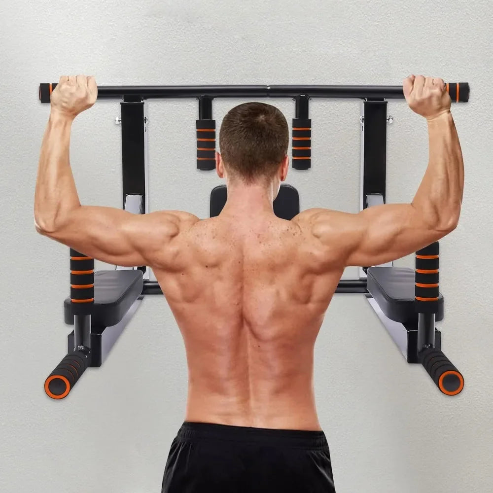 Multi-grip Wall Mount Pull-up Bar Dip Station
