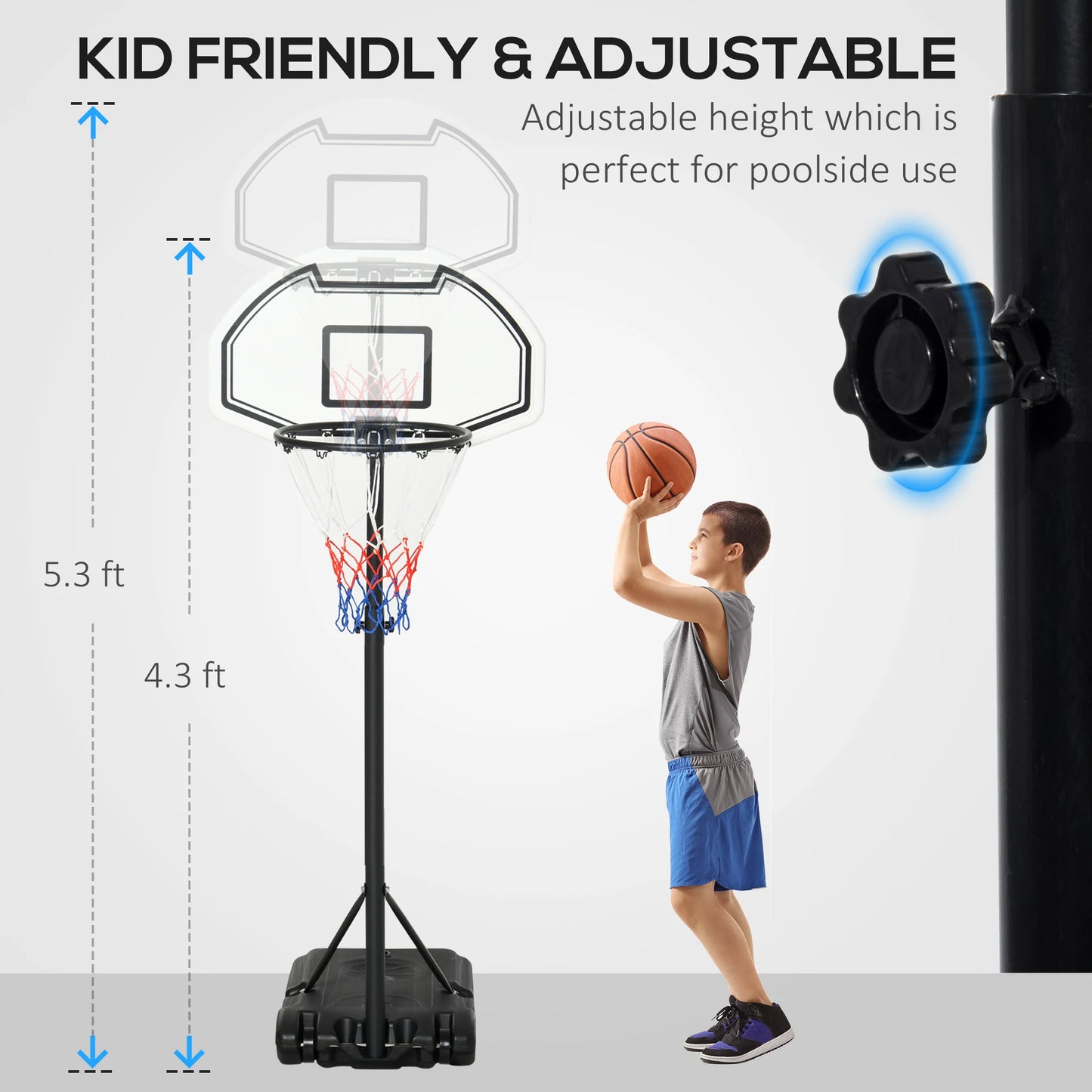 Outdoor Basketball Hoop System Pool Water Adjustable