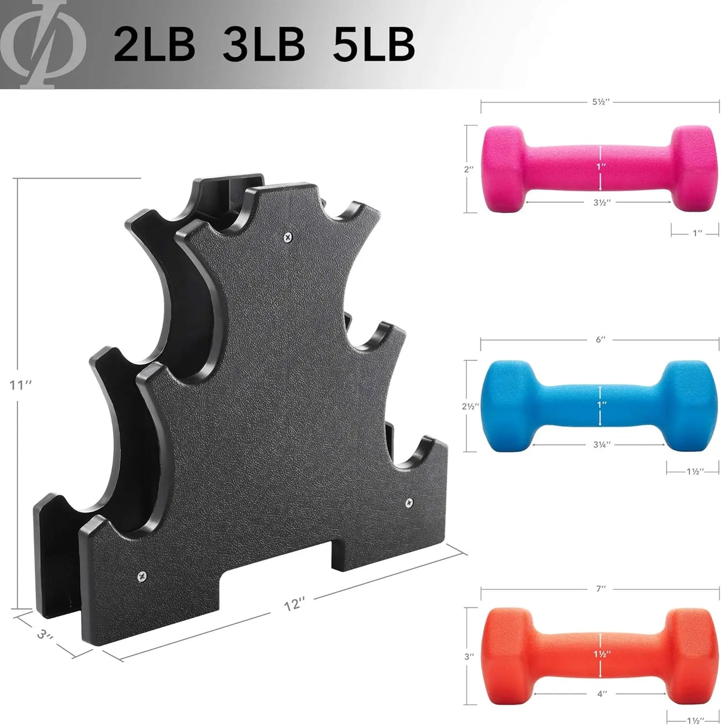 Neoprene Dumbbell Hand Weights, Set Of 6 With Stand