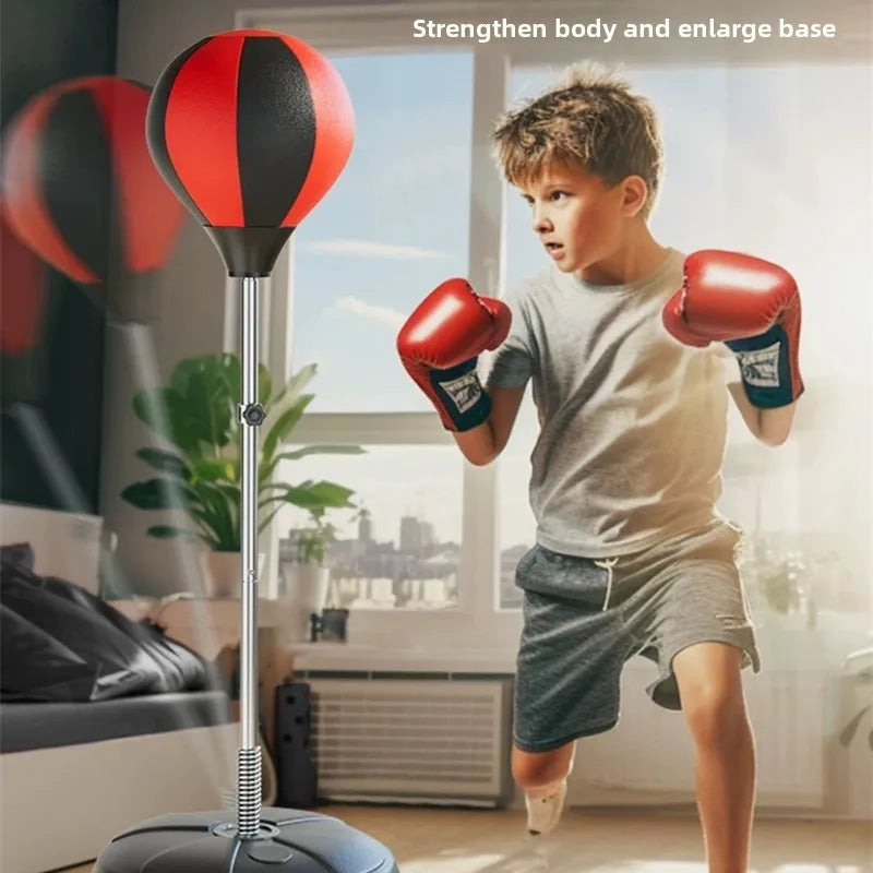 Adjustable children's boxing training set with 360° bounce