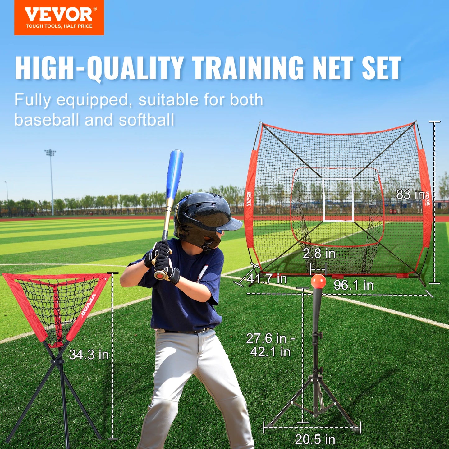 SucceBuy 7ft x 7ft Portable Baseball Softball Practice Training Net