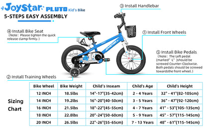 JOYSTAR 12 14 16 18 20 Inch Kids Bike with Light Up Training Wheels