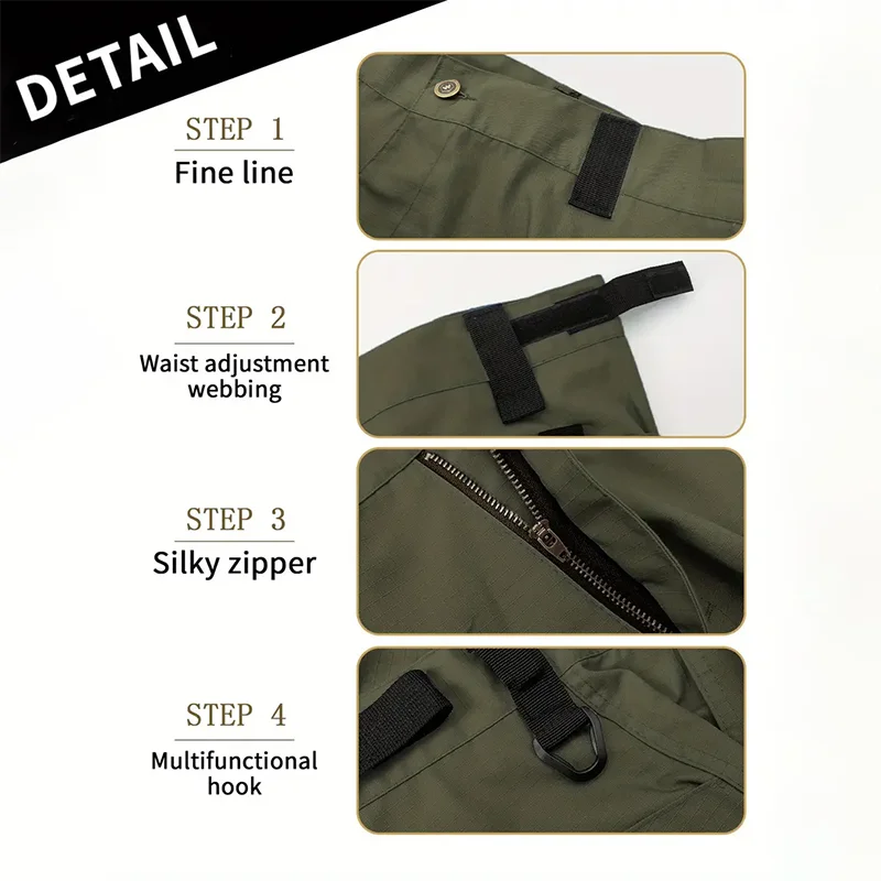 Men's Camo Cargo Pants Pockets Zipper Waterproof