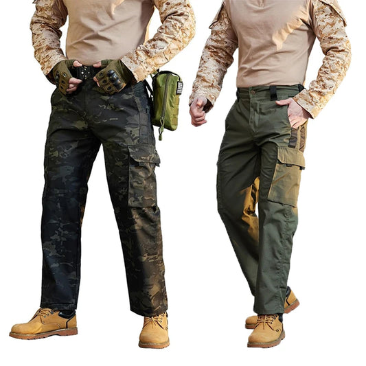 Men's Camo Cargo Pants Pockets Zipper Waterproof