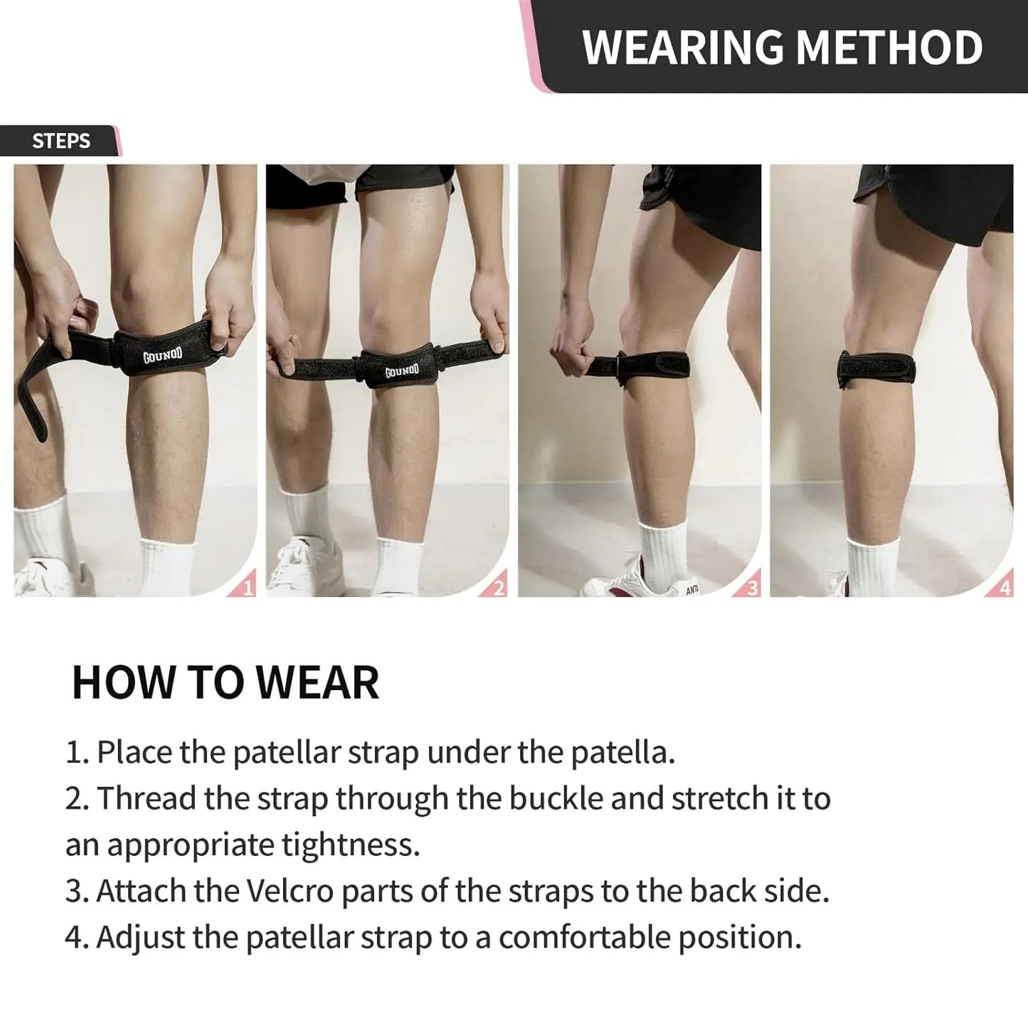 2PC/1Pair Patella Knee Adjustable Knee Straps Pain Relief