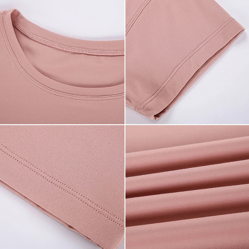 Loose Seamless Sport crop Short Sleeve t-shirts