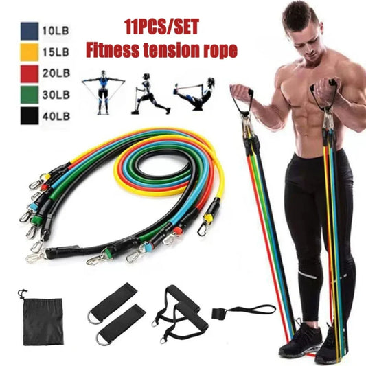 11pcs/set Fitness tension ropes