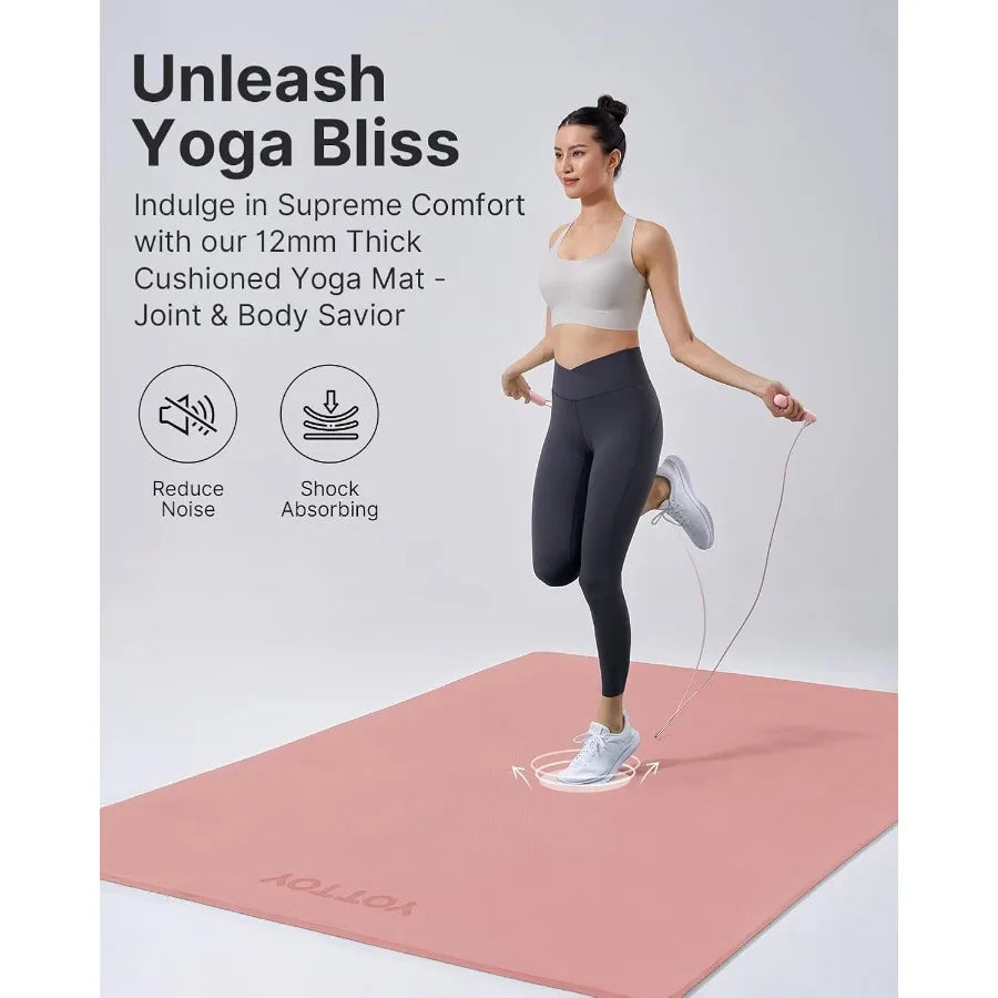Large Mat 75x52.5 inch Extra Wide TPE Exercise Mat Non-Slip Surface