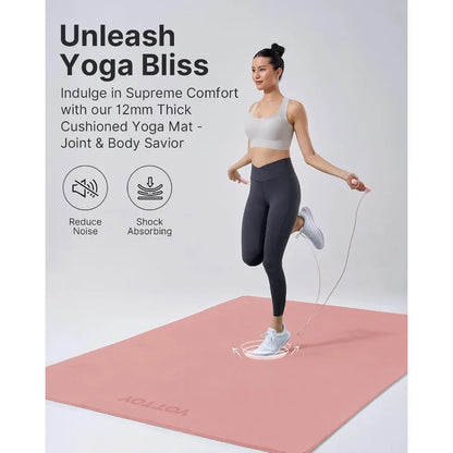 Large Mat 75x52.5 inch Extra Wide TPE Exercise Mat Non-Slip Surface