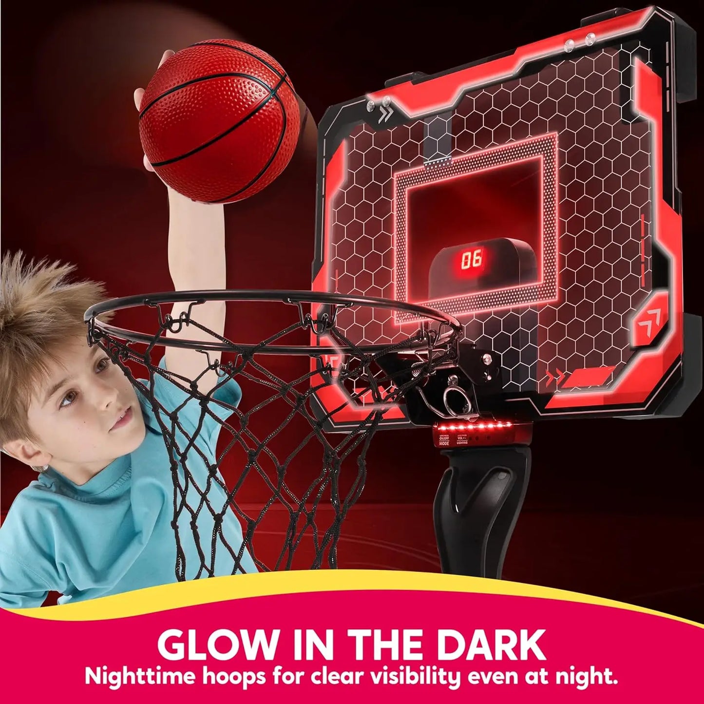 Mini Indoor Basketball Hoop Light Up Over The Door Basket