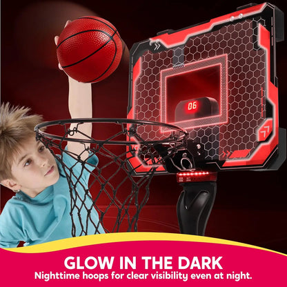 Mini Indoor Basketball Hoop Light Up Over The Door Basket