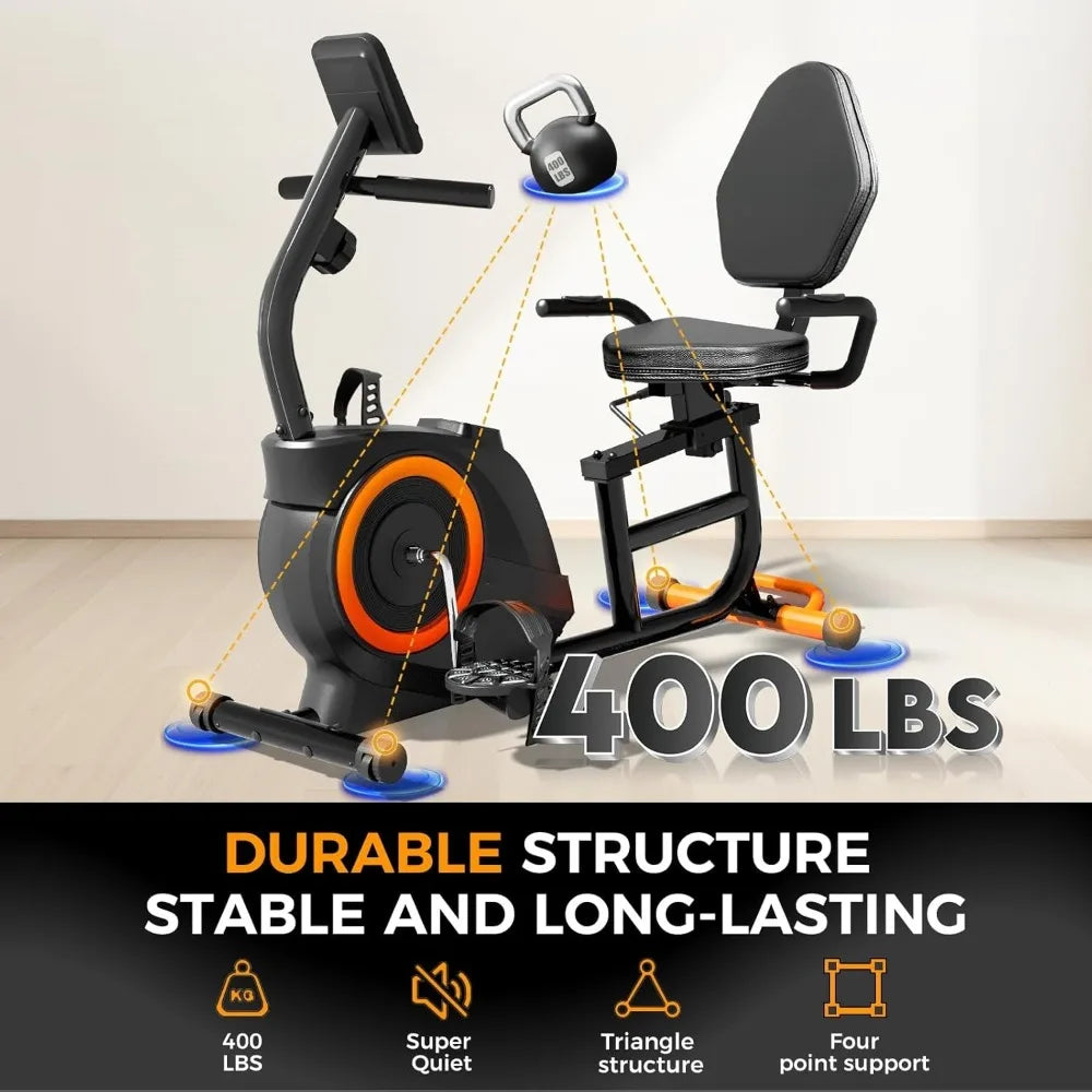 Recumbent Stationary Bike with 400LB Weight Capacity