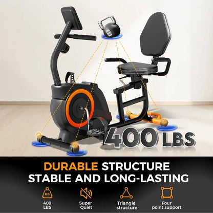 Recumbent Stationary Bike with 400LB Weight Capacity