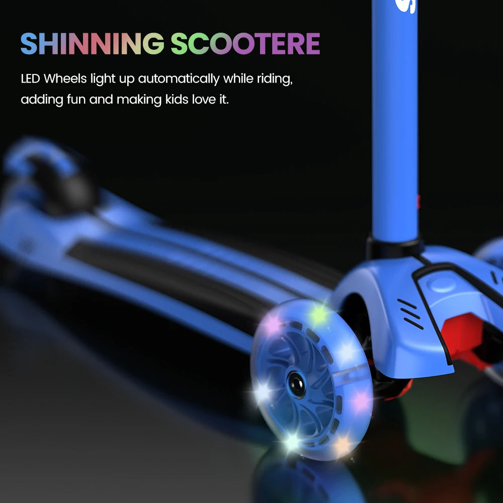 Scooter 2-8 Years with LED Wheels Adjustable Height Foldable