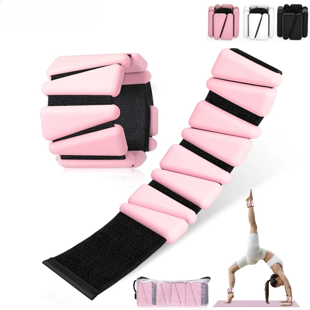 1Pair 2-4lbs Adjustable Wrist Ankle Weights - Silicone Strength