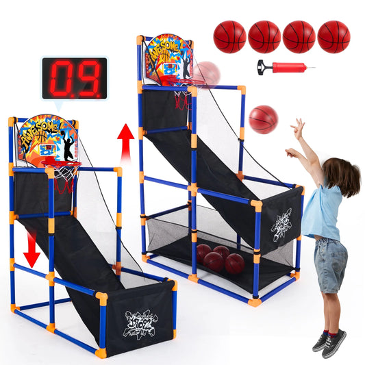 Basketball Game with 4 Balls Adjustable Height 44"-55" Stand