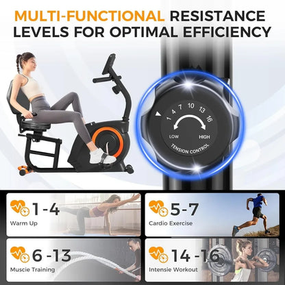 Recumbent Stationary Bike with 400LB Weight Capacity