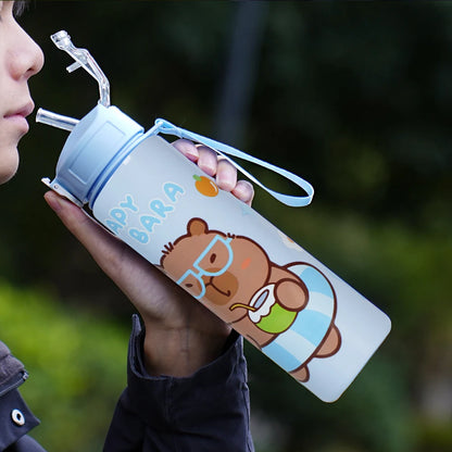 700ml Cute Water bottle with Straw & Handle Portable