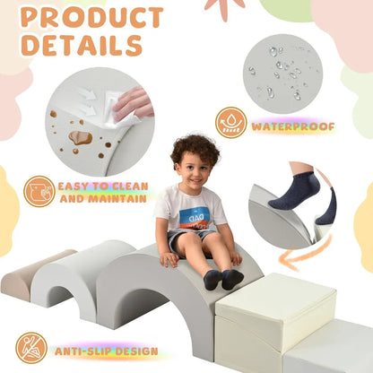 Rainbow Soft Play Set with Foldable Slide