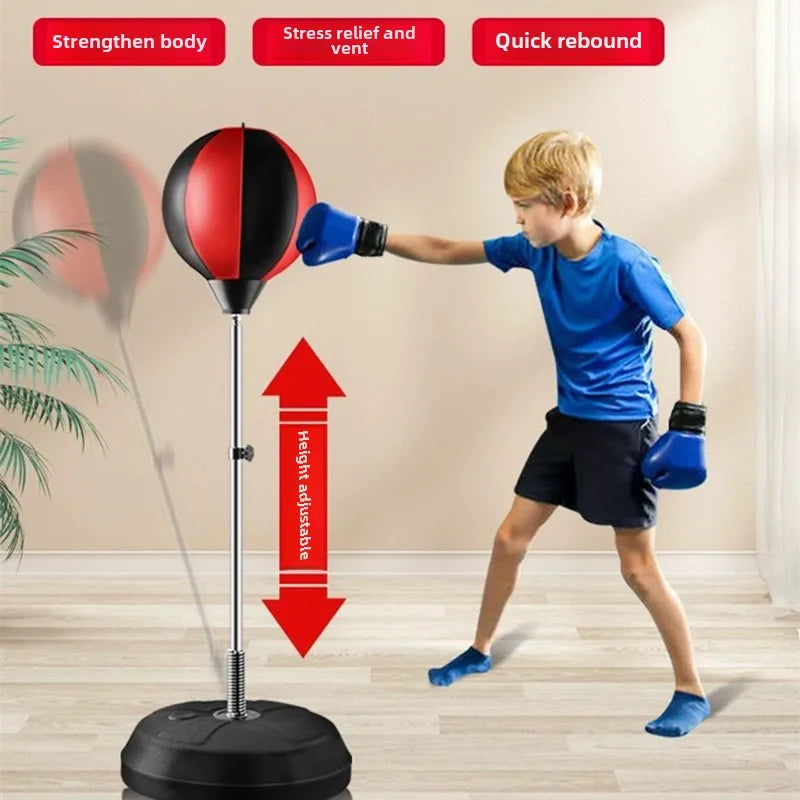 Adjustable children's boxing training set with 360° bounce