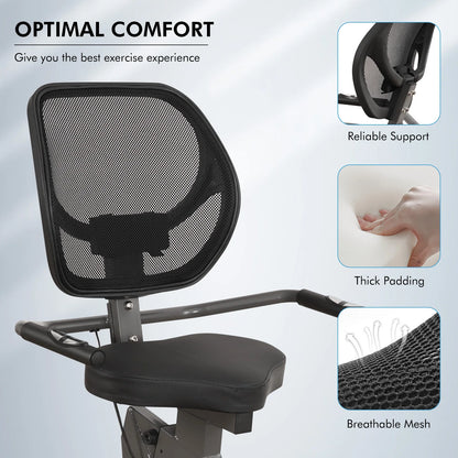 Recumbent Exercise Bike Sturdy Quiet 8 Levels Large seat