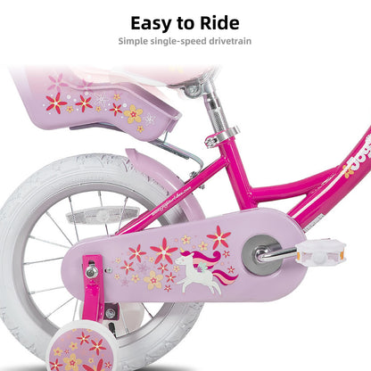 Bike for Girls Ages 2-9 Years Old, 12 14 16 18 Inch, with Training Wheels, Doll Seat, Streamers and Basket