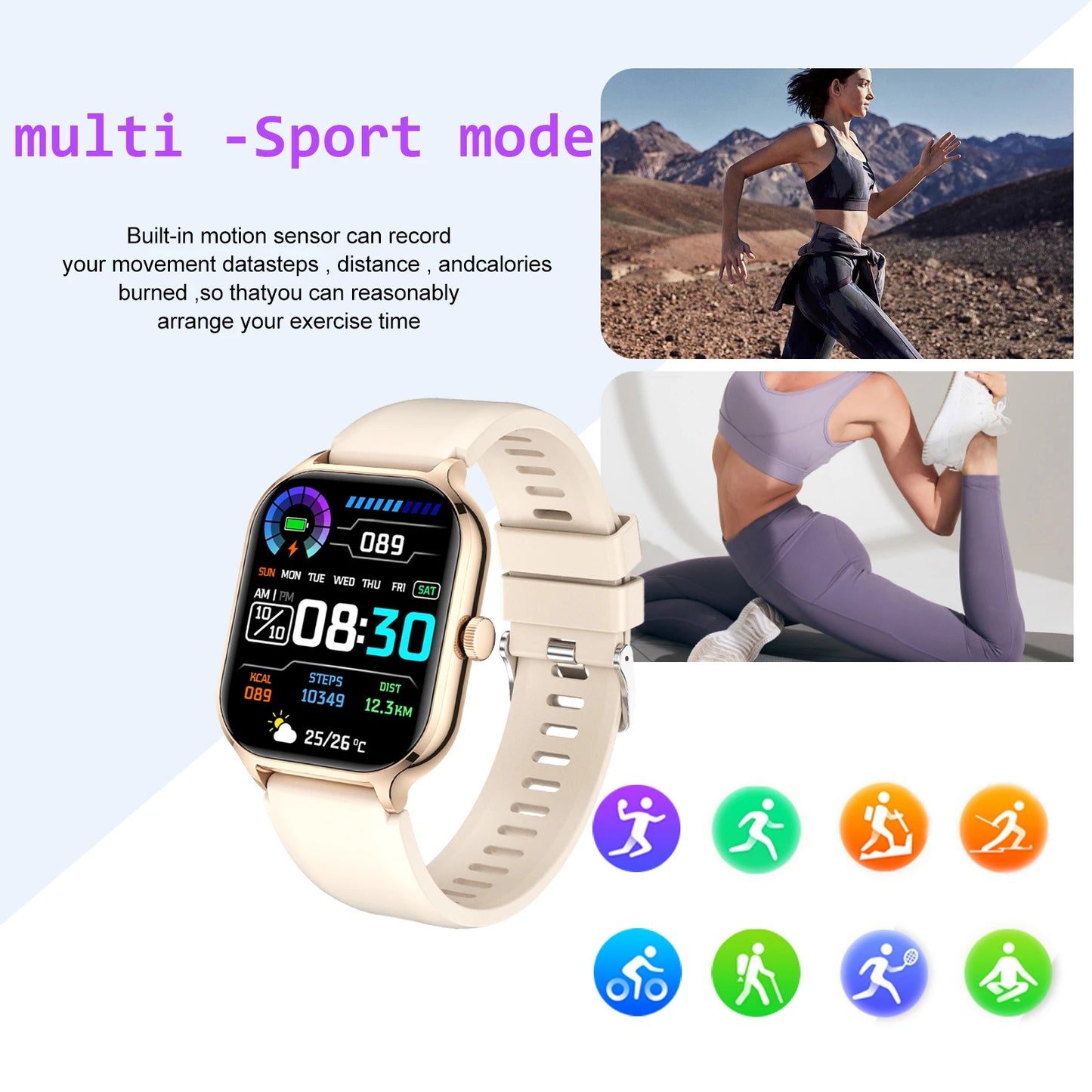 Multifunctional smart watch, wireless call/dial, message reminder