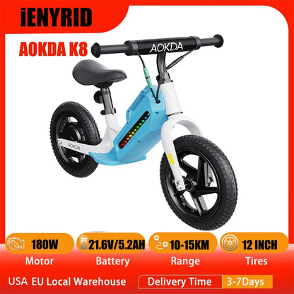 Electric Balance Bike for Kids, 180W, 12" Pneumatic Tire 21.6V/5.2Ah