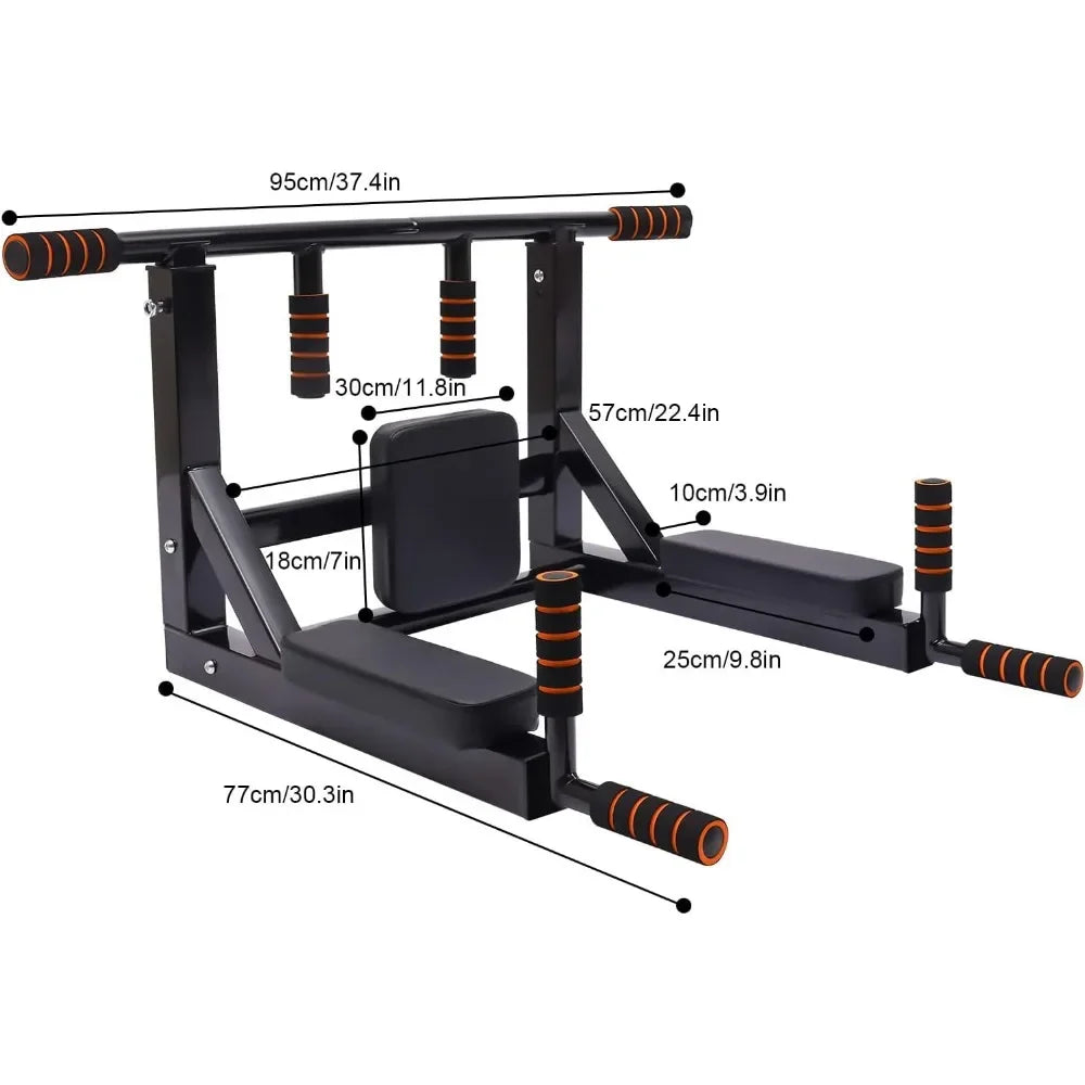Multi-grip Wall Mount Pull-up Bar Dip Station