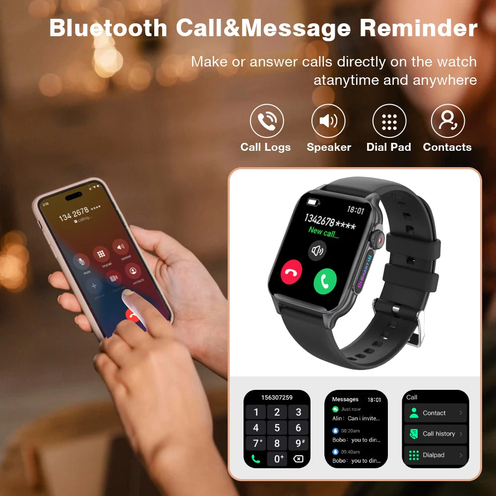 AOLON P6 1.96'' Amoled Smartwatch Men Health Monitoring IP68 Waterproof