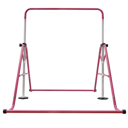 Pink Gymnastics Monkey Bars Foldable 5 Adjustable Height