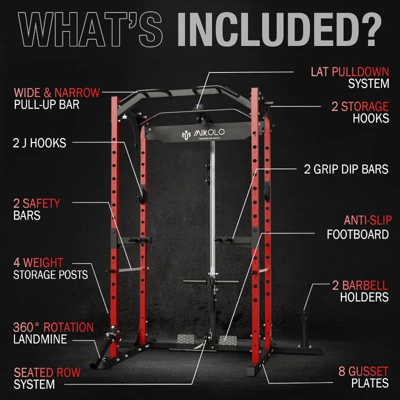 1200lbs Capacity Workout Cage with More Training Attachments