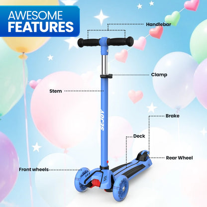 Scooter 2-8 Years with LED Wheels Adjustable Height Foldable