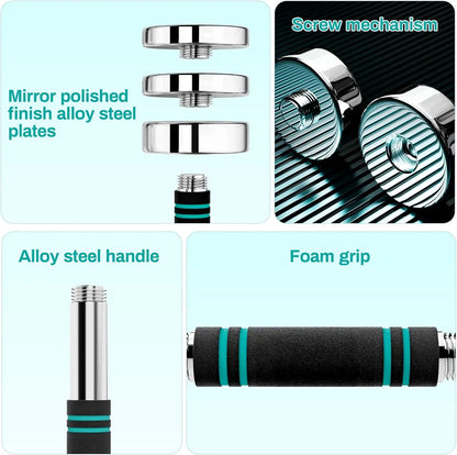 Steel Adjustable Dumbbell Set Of 2, 5/10/15Lb Free Weights