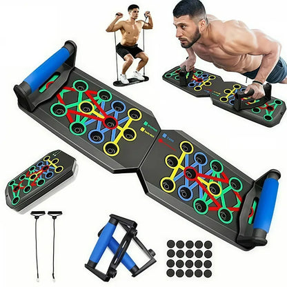 Foldable Push Up Board with Resistance Bands