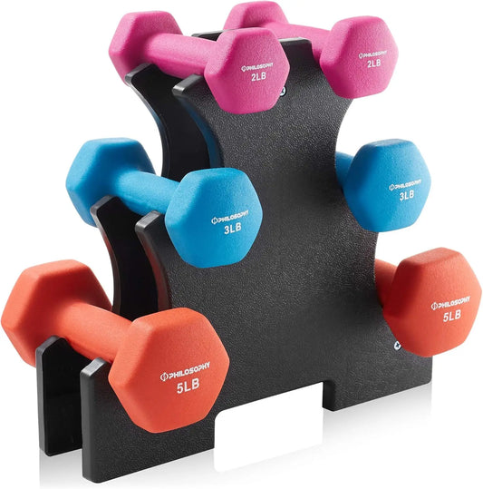 Neoprene Dumbbell Hand Weights, Set Of 6 With Stand