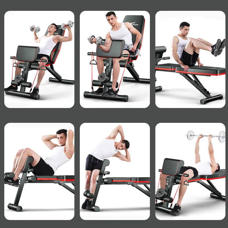 Fully foldable adjustable fitness bench, multi-functional