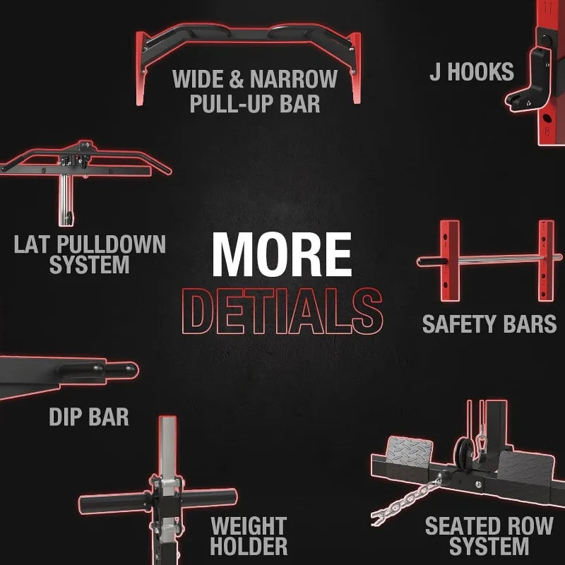 1200lbs Capacity Workout Cage with More Training Attachments