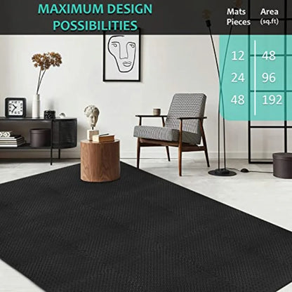 Interlocking EVA Foam Floor Tiles: 12, 24, 48 Piece Set 24'' x 24'' Non-Slip