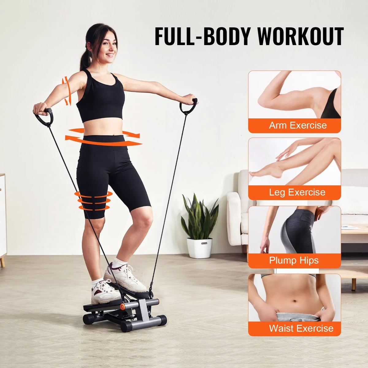 Mini Hydraulic Stair stepper With Resistance Bands