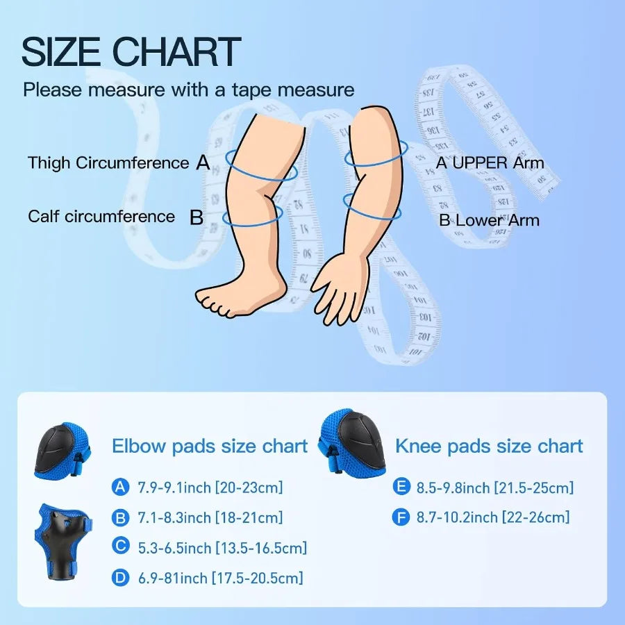 6PCS Protective Gear Set Knee Pads Aged 3-10yrs