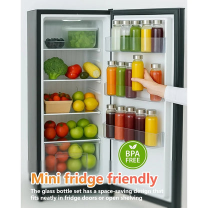 Glass Water Bottles with Lids 10 oz, Reusable