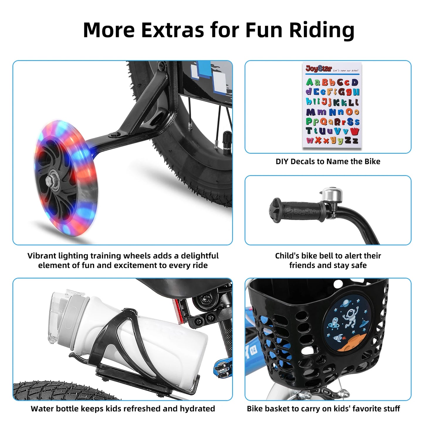 JOYSTAR 12 14 16 18 20 Inch Kids Bike with Light Up Training Wheels