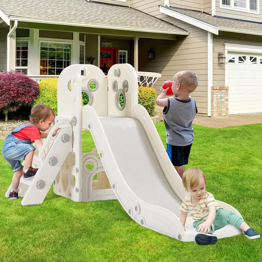 L-Shaped 5 in 1 Slide Climber, with Ball & Hoop